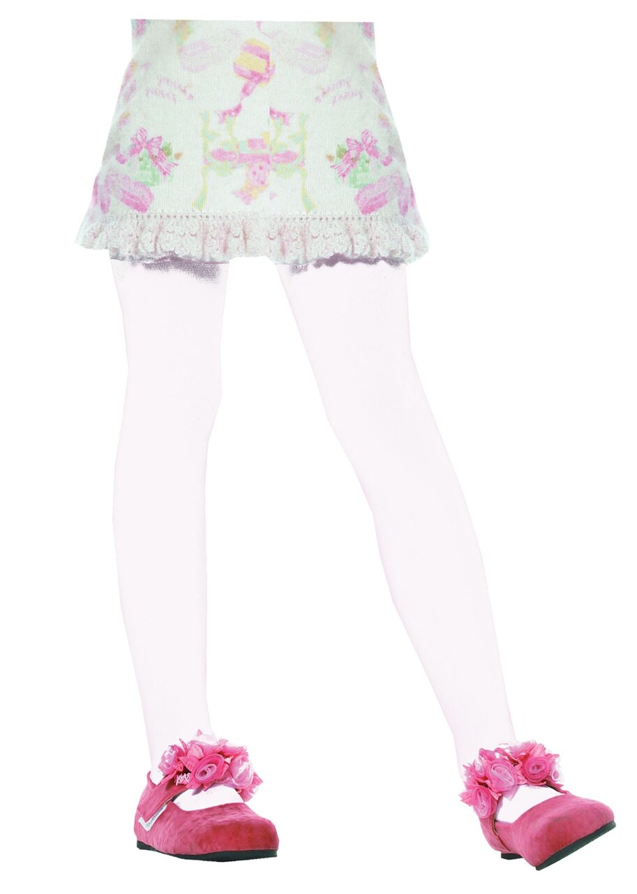The Costume Center White Opaque Tights Girl Child Halloween Costume - Large